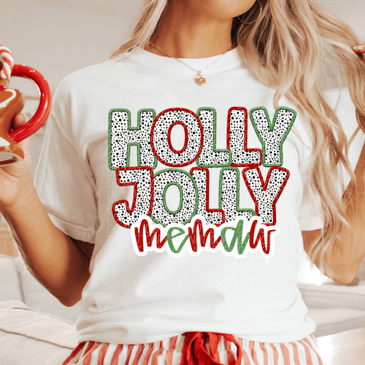 holly jolly memaw-[DTF Transfer]-Lovie T Designs