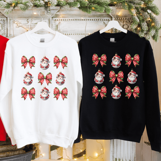 santa and bows-[DTF Transfer]-Lovie T Designs